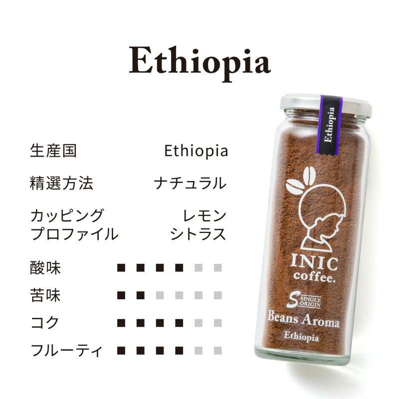 INIC coffee Beans Aroma エチオピア コーヒー瓶 14～28杯分