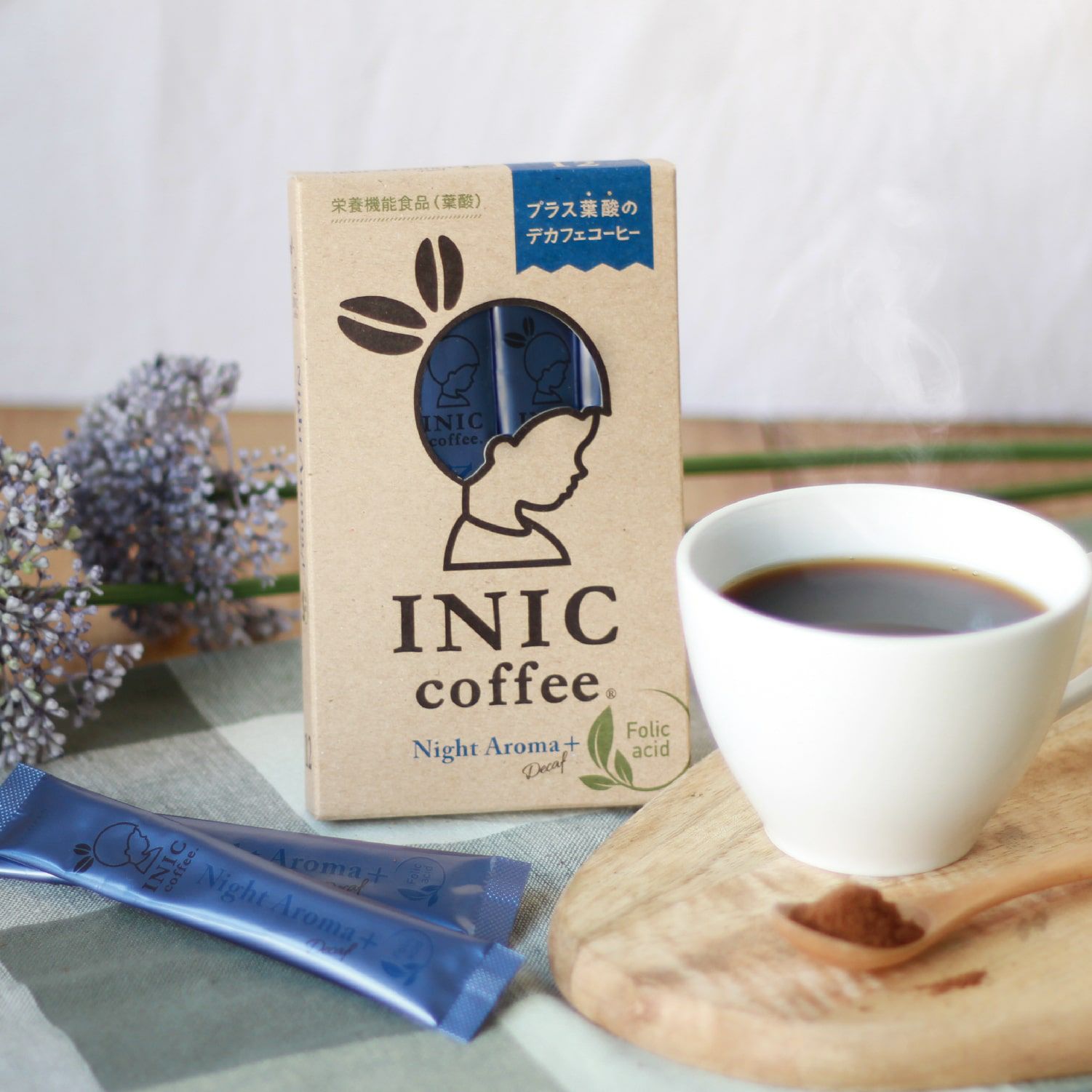 INIC coffee Night Aroma +（葉酸） デカフェスティックコーヒー／12本